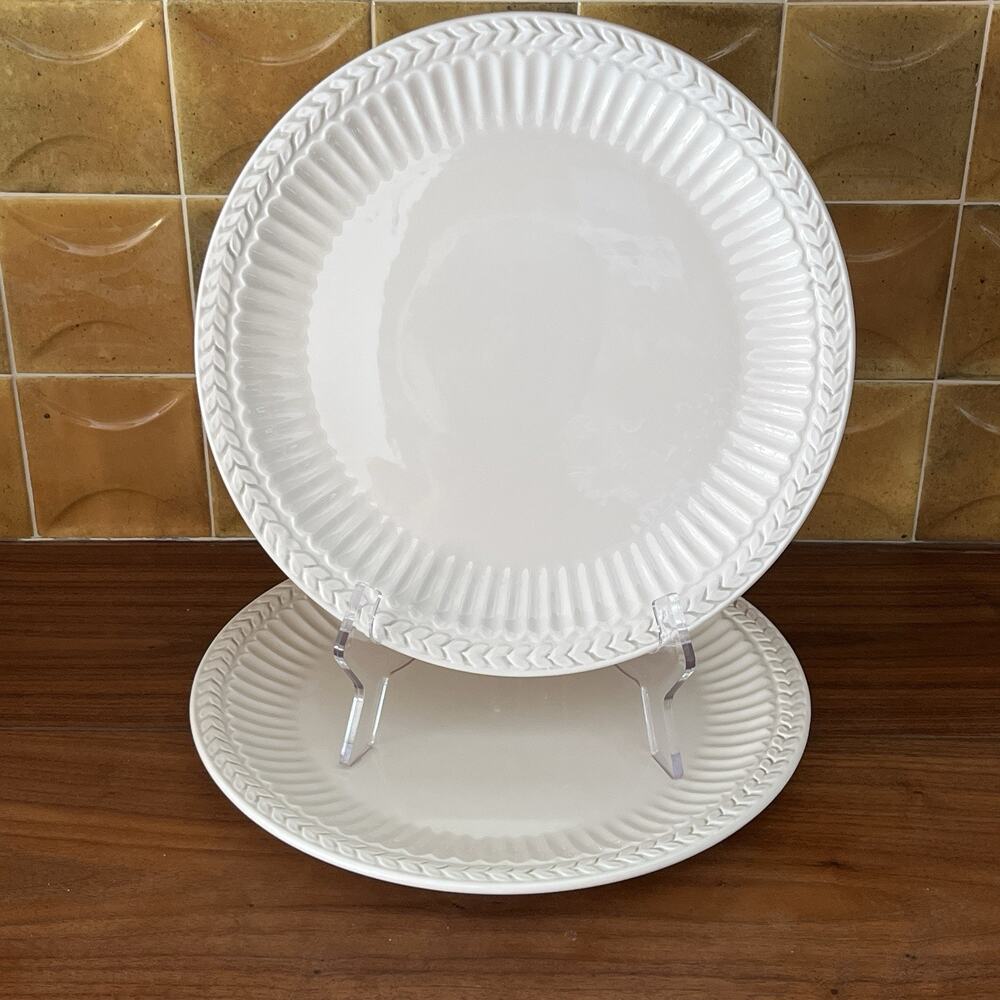American Atelier Athena 5166 Ironstone Dinner Plates 11.5” Set of 2